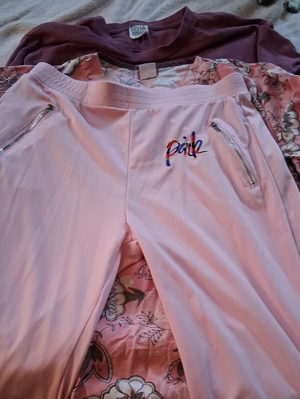 Light Pink Embroidered Jogger Pants